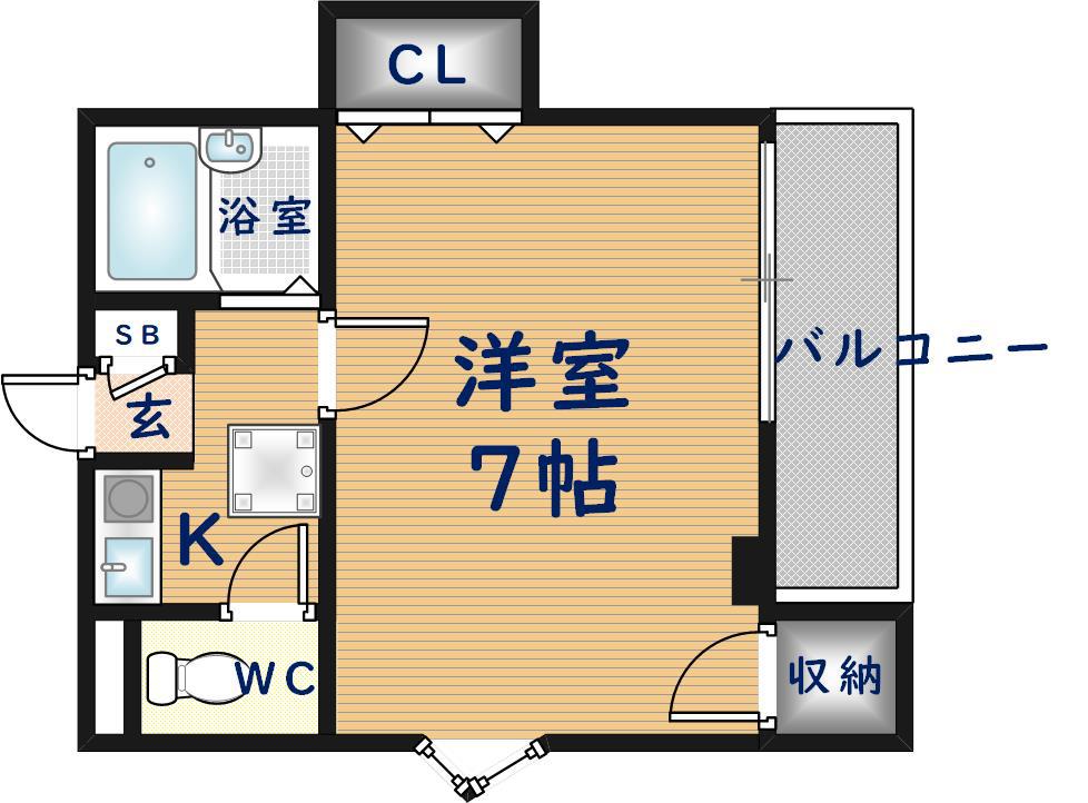 イーストレジデンス長田(1K/2階)の間取り写真