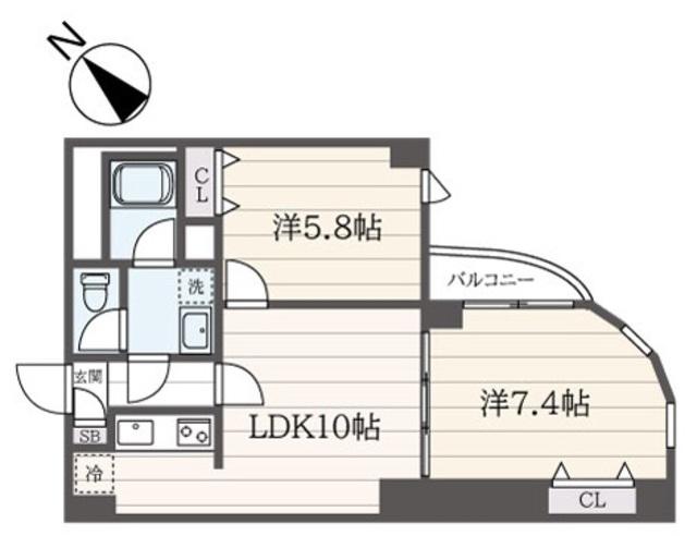 グランカーサアリオス(2LDK/4階)の間取り写真