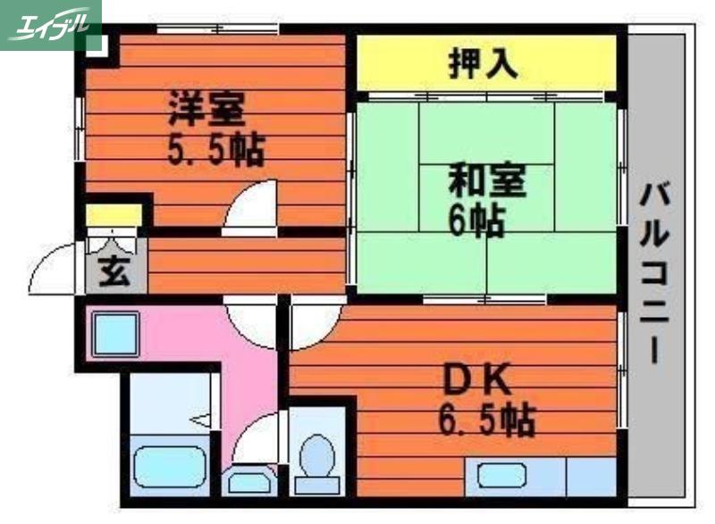 ラフォーレ弐番館(2DK/3階)の間取り写真
