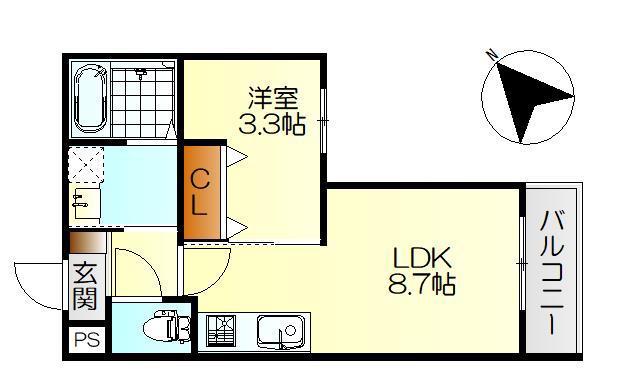 MOVE広本町ノース(1LDK/3階)の間取り写真