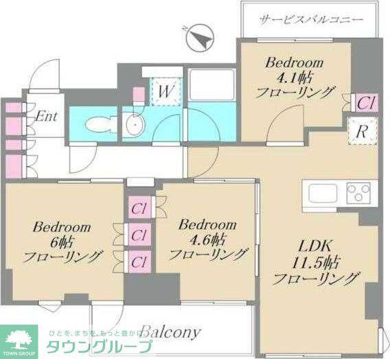TENAS千歳船橋(3LDK/1階)の間取り写真