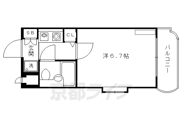 DETOM-1御所南(1K/4階)の間取り写真