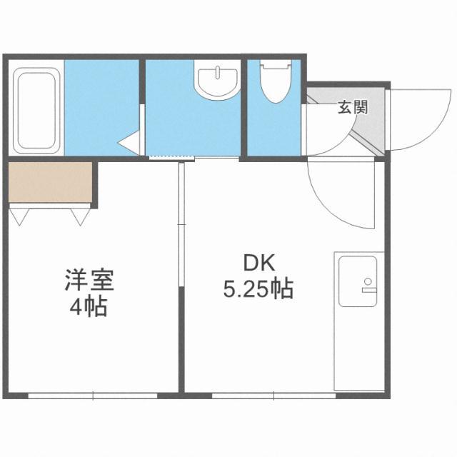 ノースイング28参番館(1DK/1階)の間取り写真