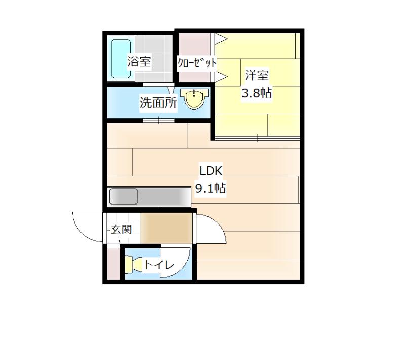ワイスレーベン(1LDK/3階)の間取り写真