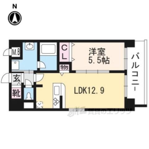 ドウェル東寺道(1LDK/3階)の間取り写真