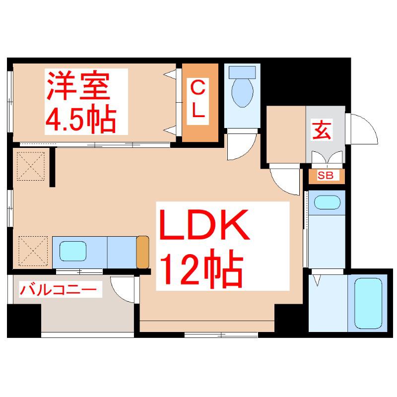 BELL SHAMS(1LDK/6階)の間取り写真