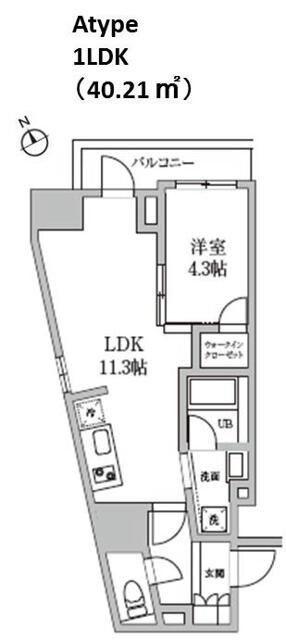 レジディア日本橋馬喰町Ⅱ(1LDK/4階)の間取り写真