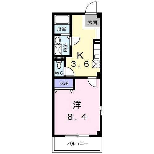 セゾンテール(1K/2階)の間取り写真