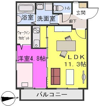 ステラ箱崎611(1LDK/1階)の間取り写真