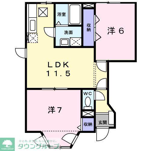 サンライズB(2LDK/1階)の間取り写真