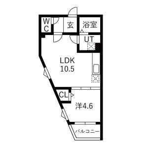 グランフォーレ中村日赤(1LDK/1階)の間取り写真