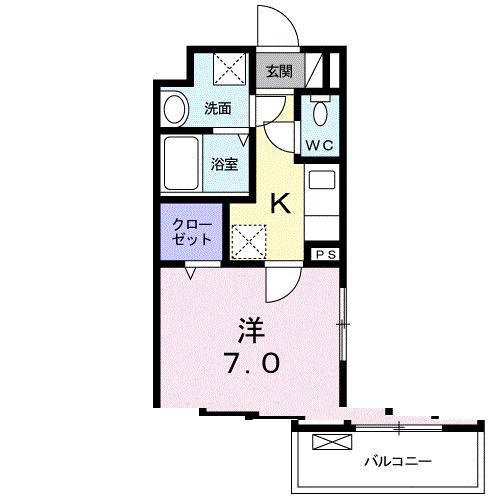 カーサ 幸(1K/2階)の間取り写真