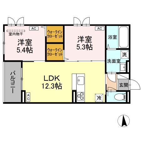 トゥインクルDAYS(2LDK/3階)の間取り写真