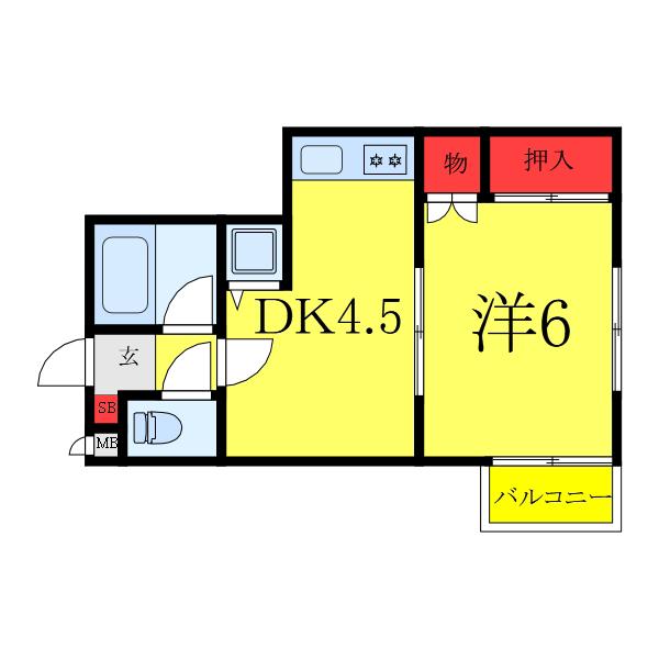 メゾン榎本(1DK/1階)の間取り写真