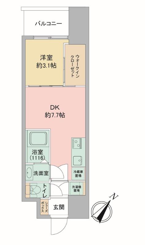 セレニテ神戸駅前アリエ(1DK/9階)の間取り写真