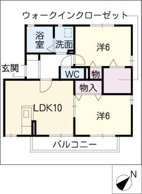 ブレナムB棟(2LDK/1階)の間取り写真