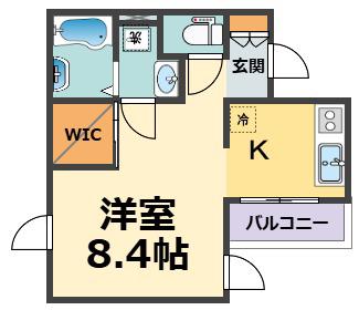 フェリオ鳴尾(1K/1階)の間取り写真