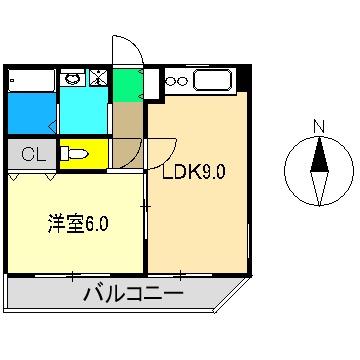 パールハイツ(1LDK/4階)の間取り写真
