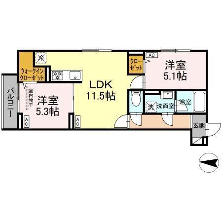 セレスティア柴又II(2LDK/3階)の間取り写真