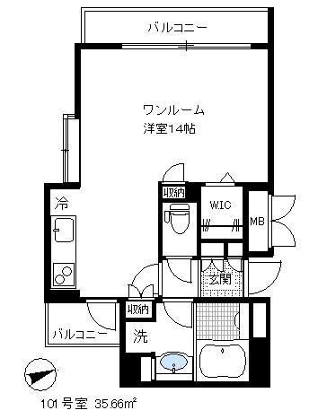 アストラル祐天寺(ワンルーム/1階)の間取り写真