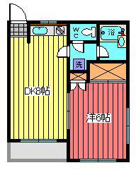 サウス ハイツ(1LDK/2階)の間取り写真
