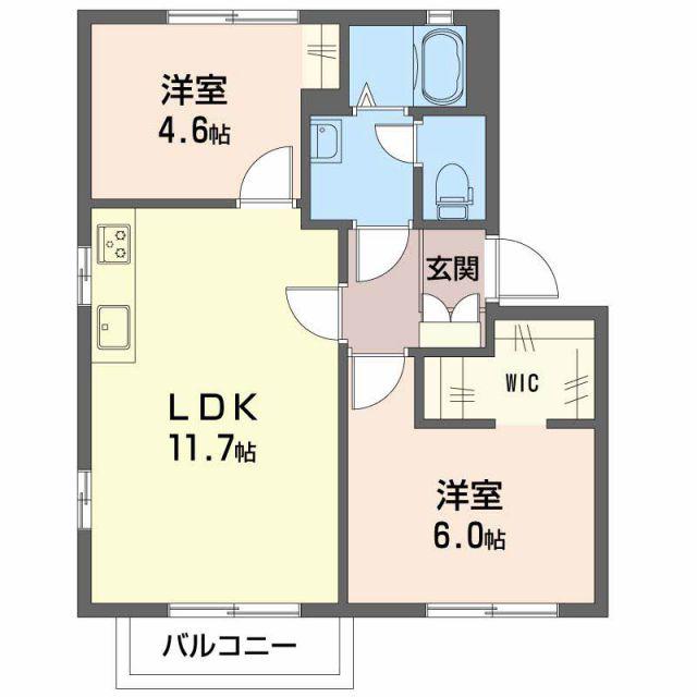 オデッセイ島田 C(2LDK/2階)の間取り写真