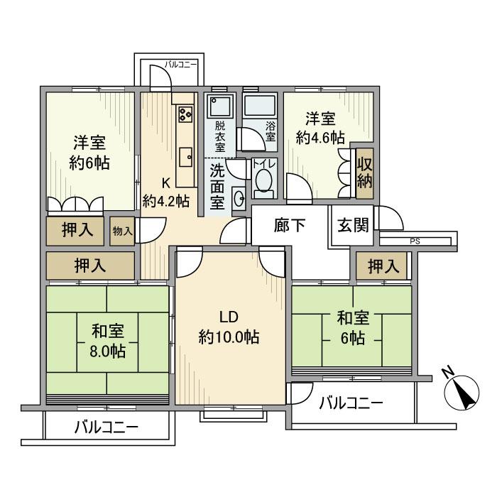 みつわ台3丁目13番10号棟(4LDK/2階)の間取り写真