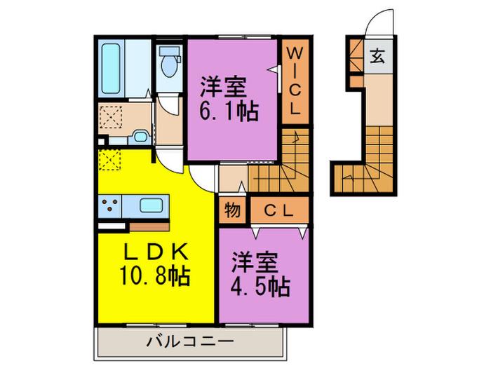 エスポワール18弥永(2LDK/2階)の間取り写真