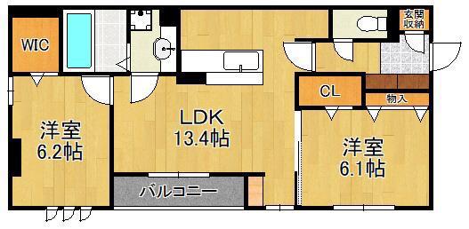 D-ROOM貴船(2LDK/2階)の間取り写真