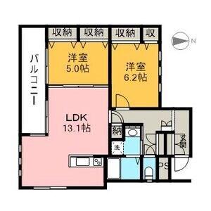 K.I.XシャラS(2LDK/2階)の間取り写真