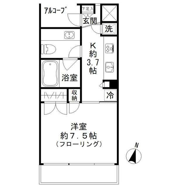 シャンクレール桜新町(1K/1階)の間取り写真