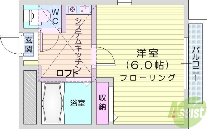 パークハウス中野栄(1K/2階)の間取り写真