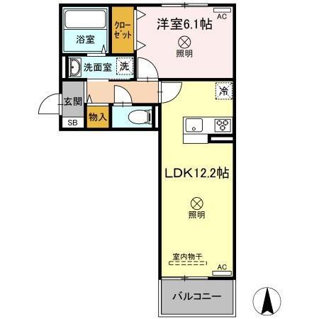 メセタ B棟(1LDK/2階)の間取り写真