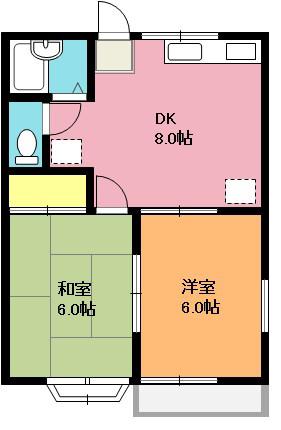 メゾン日の出II(2DK/1階)の間取り写真