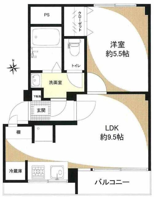 マンション信濃苑(1LDK/3階)の間取り写真
