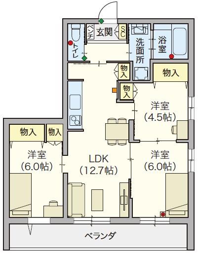 SERENITY COURT 東新町(3LDK/4階)の間取り写真