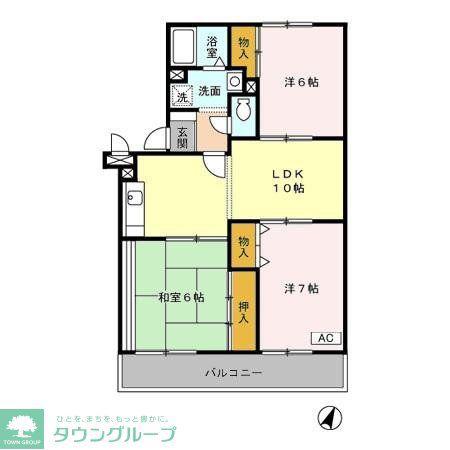 グランメール藤原(3LDK/2階)の間取り写真