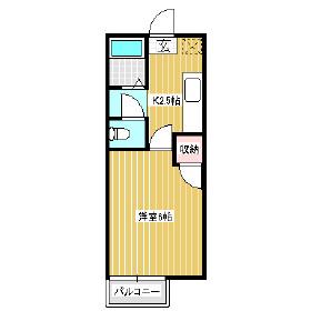 グリーンヒルズ C棟(1K/2階)の間取り写真