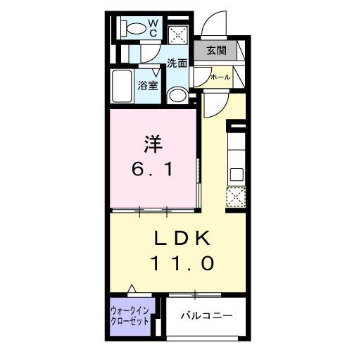 クレシエンテ ひばり(1LDK/2階)の間取り写真