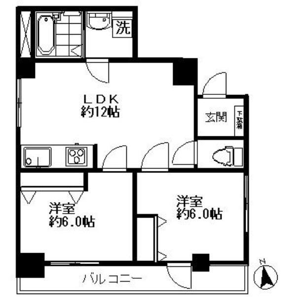 祥日南砂ビル(2LDK/8階)の間取り写真