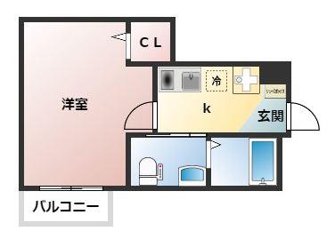 ライフル上十条(1K/3階)の間取り写真