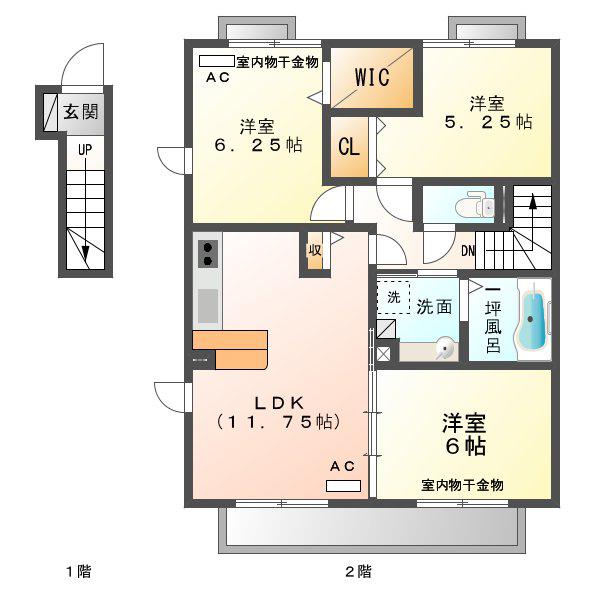 フィオレット エム A棟(3LDK/2階)の間取り写真