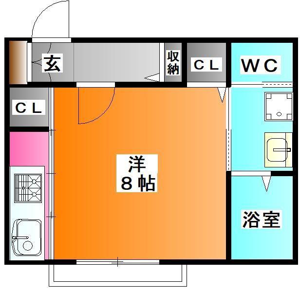 メゾンJ・H(1K/2階)の間取り写真