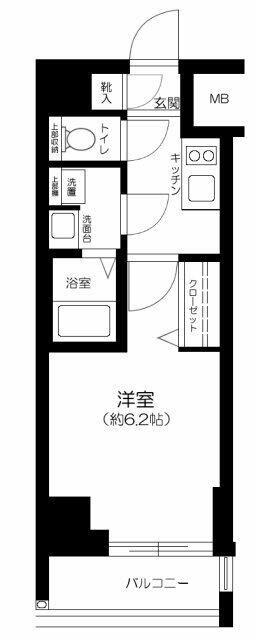 ガリシア品川(1K/4階)の間取り写真