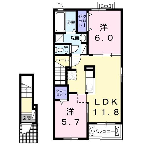 アーバンエレガンスIII(2LDK/2階)の間取り写真