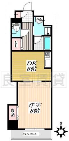 レジデンスカープ今池(1DK/10階)の間取り写真