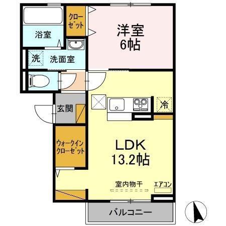 かすみそう(1LDK/1階)の間取り写真