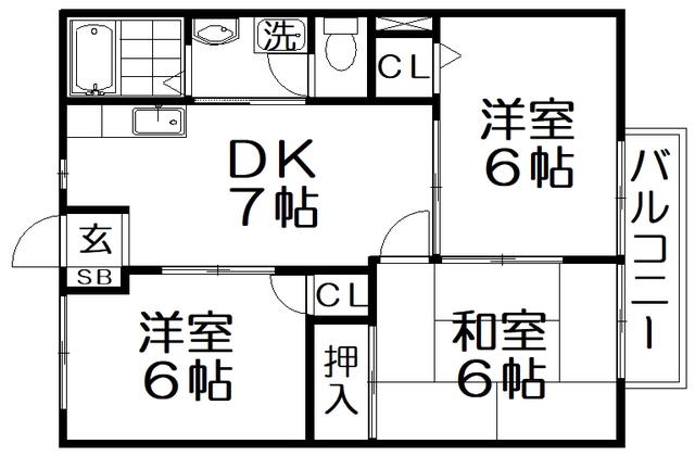 ハイツサンシャイン(3DK/1階)の間取り写真