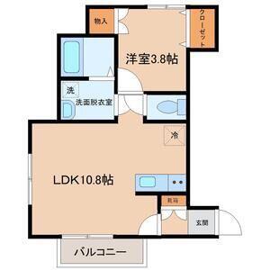 リヴェール上杉A(1LDK/1階)の間取り写真