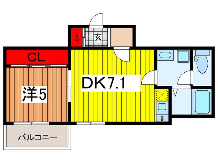 グランM(1DK/1階)の間取り写真
